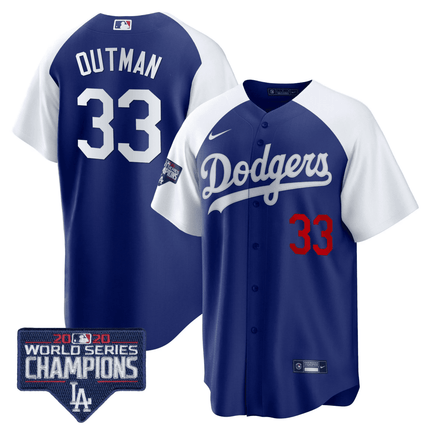 Men's Dodgers World Series Champions Patch Cool Base Jersey - All Stitched - KINDOZY