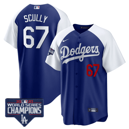 Men's Dodgers World Series Champions Patch Cool Base Jersey - All Stitched - KINDOZY