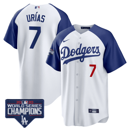Men's Dodgers World Series Champions Patch Cool Base Jersey - All Stitched - KINDOZY