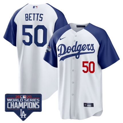Men's Dodgers World Series Champions Patch Cool Base Jersey - All Stitched - KINDOZY