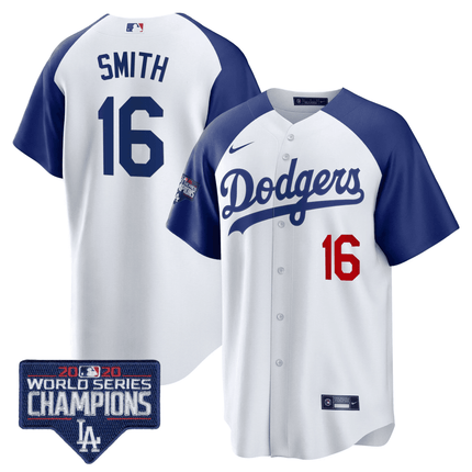 Men's Dodgers World Series Champions Patch Cool Base Jersey - All Stitched - KINDOZY
