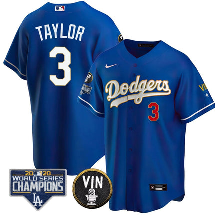 Men's Dodgers World Series & Vin Sculy Patch Gold Jersey - All Stitched - KINDOZY