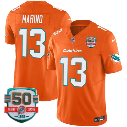 Men's Dolphins 50th 1972 Perfect Season Patch Vapor Jersey - All Stitched MIA_KDZ - KINDOZY