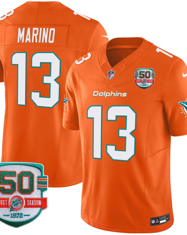 Men's Dolphins 50th 1972 Perfect Season Patch Vapor Jersey - All Stitched MIA_KDZ - KINDOZY