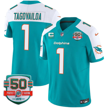 Men's Dolphins 50th 1972 Perfect Season Patch Vapor Jersey - All Stitched MIA_KDZ - KINDOZY