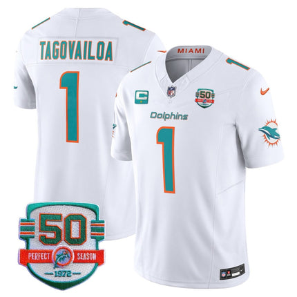 Men's Dolphins 50th 1972 Perfect Season Patch Vapor Jersey - All Stitched MIA_KDZ - KINDOZY
