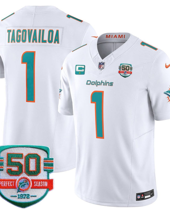 Men's Dolphins 50th 1972 Perfect Season Patch Vapor Jersey - All Stitched MIA_KDZ - KINDOZY
