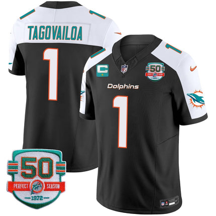 Men's Dolphins 50th 1972 Perfect Season Patch Vapor Jersey - All Stitched MIA_KDZ - KINDOZY