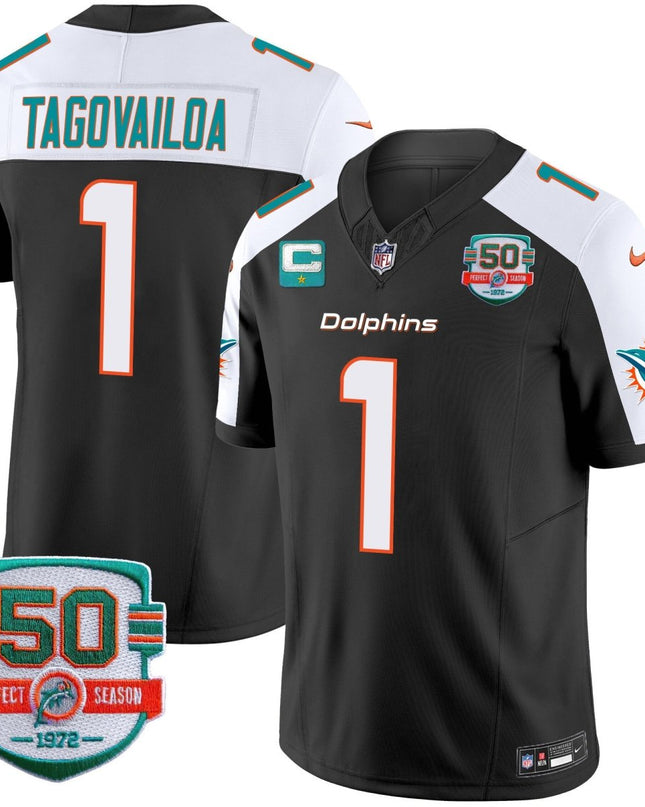 Men's Dolphins 50th 1972 Perfect Season Patch Vapor Jersey - All Stitched MIA_KDZ - KINDOZY