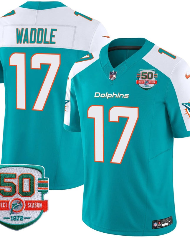 Men's Dolphins 50th 1972 Perfect Season Patch Vapor Jersey - All Stitched MIA_KDZ - KINDOZY