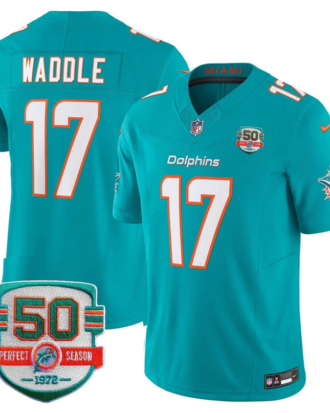 Men's Dolphins 50th 1972 Perfect Season Patch Vapor Jersey - All Stitched MIA_KDZ - KINDOZY