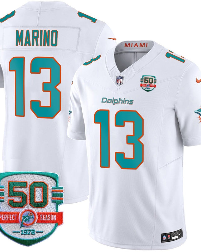 Men's Dolphins 50th 1972 Perfect Season Patch Vapor Jersey - All Stitched MIA_KDZ - KINDOZY