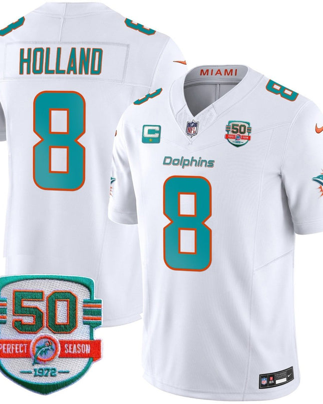 Men's Dolphins 50th 1972 Perfect Season Patch Vapor Jersey - All Stitched MIA_KDZ - KINDOZY