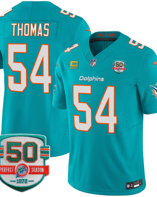Men's Dolphins 50th 1972 Perfect Season Patch Vapor Jersey - All Stitched MIA_KDZ - KINDOZY