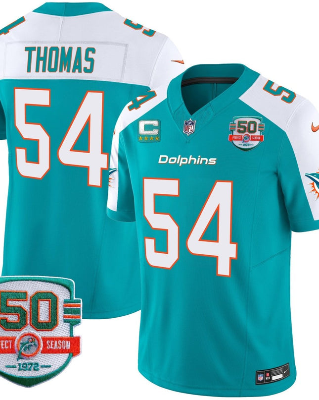 Men's Dolphins 50th 1972 Perfect Season Patch Vapor Jersey - All Stitched MIA_KDZ - KINDOZY