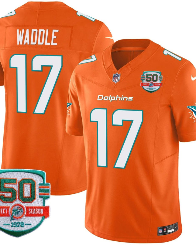 Men's Dolphins 50th 1972 Perfect Season Patch Vapor Jersey - All Stitched MIA_KDZ - KINDOZY