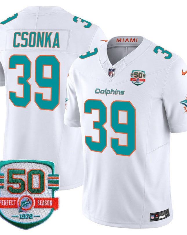 Men's Dolphins 50th 1972 Perfect Season Patch Vapor Jersey - All Stitched MIA_KDZ - KINDOZY
