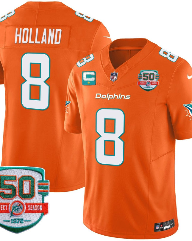 Men's Dolphins 50th 1972 Perfect Season Patch Vapor Jersey - All Stitched MIA_KDZ - KINDOZY