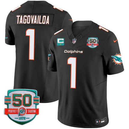 Men's Dolphins 50th 1972 Perfect Season Patch Vapor Jersey - All Stitched MIA_KDZ - KINDOZY