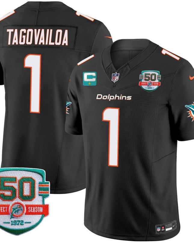 Men's Dolphins 50th 1972 Perfect Season Patch Vapor Jersey - All Stitched MIA_KDZ - KINDOZY