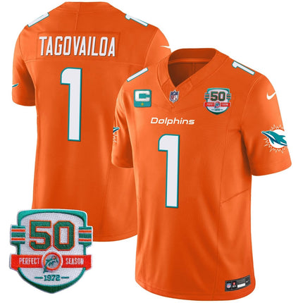 Men's Dolphins 50th 1972 Perfect Season Patch Vapor Jersey - All Stitched MIA_KDZ - KINDOZY