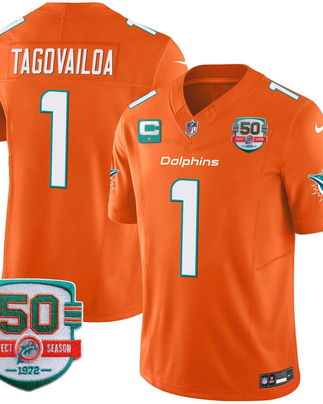 Men's Dolphins 50th 1972 Perfect Season Patch Vapor Jersey - All Stitched MIA_KDZ - KINDOZY