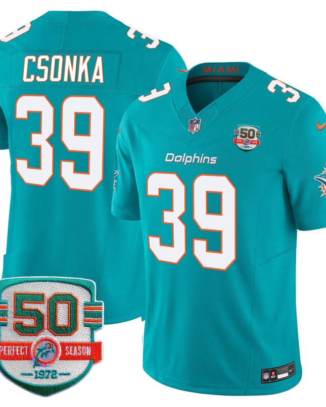 Men's Dolphins 50th 1972 Perfect Season Patch Vapor Jersey - All Stitched MIA_KDZ - KINDOZY