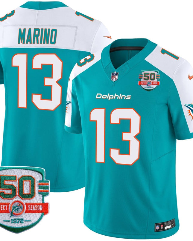 Men's Dolphins 50th 1972 Perfect Season Patch Vapor Jersey - All Stitched MIA_KDZ - KINDOZY