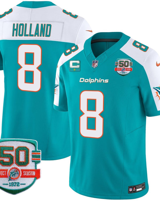 Men's Dolphins 50th 1972 Perfect Season Patch Vapor Jersey - All Stitched MIA_KDZ - KINDOZY