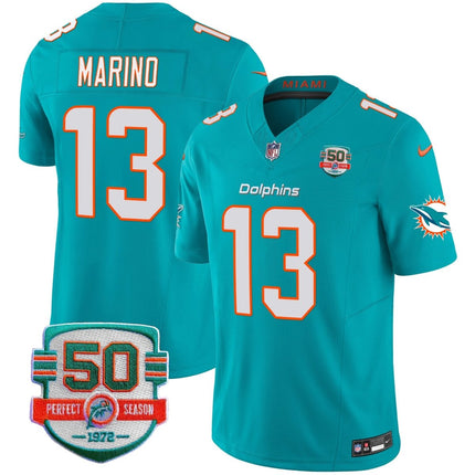 Men's Dolphins 50th 1972 Perfect Season Patch Vapor Jersey - All Stitched MIA_KDZ - KINDOZY