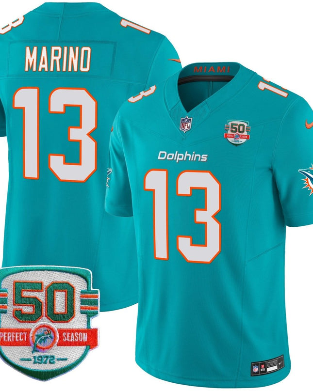 Men's Dolphins 50th 1972 Perfect Season Patch Vapor Jersey - All Stitched MIA_KDZ - KINDOZY