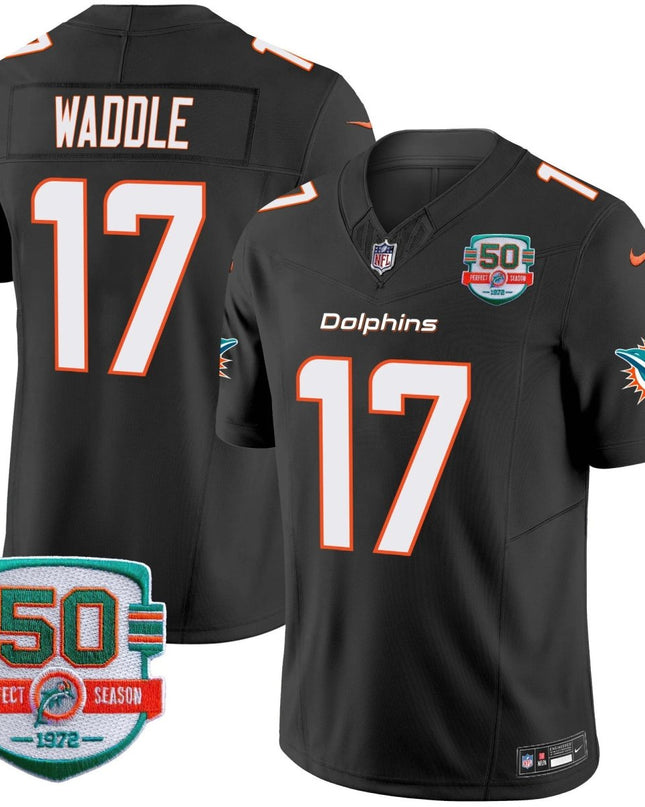 Men's Dolphins 50th 1972 Perfect Season Patch Vapor Jersey - All Stitched MIA_KDZ - KINDOZY