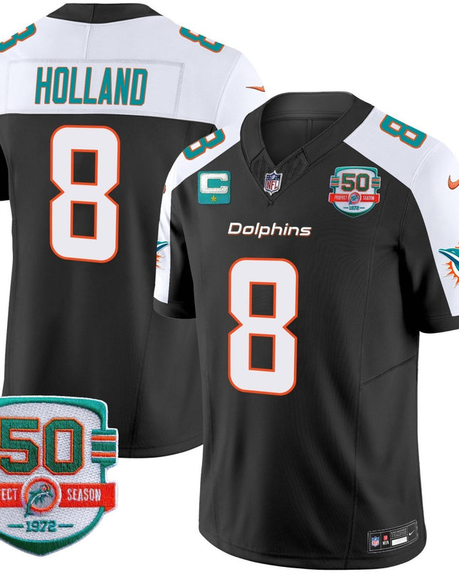 Men's Dolphins 50th 1972 Perfect Season Patch Vapor Jersey - All Stitched MIA_KDZ - KINDOZY