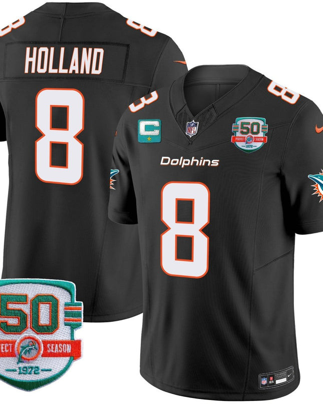 Men's Dolphins 50th 1972 Perfect Season Patch Vapor Jersey - All Stitched MIA_KDZ - KINDOZY