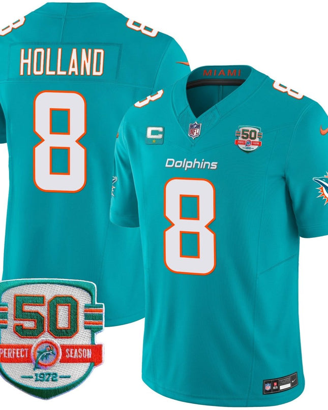 Men's Dolphins 50th 1972 Perfect Season Patch Vapor Jersey - All Stitched MIA_KDZ - KINDOZY