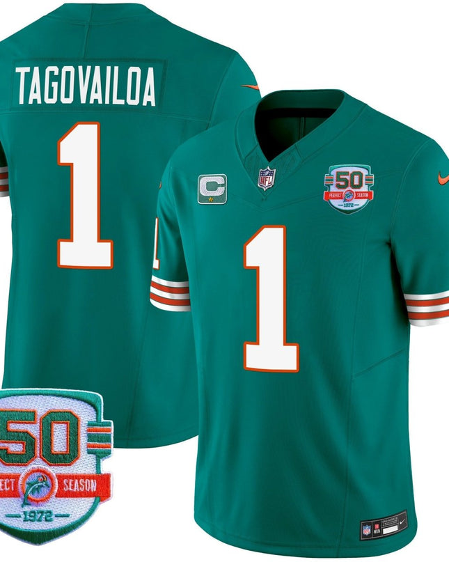Men's Dolphins Throwback Vapor Jersey - All Stitched MIA_KDZ - KINDOZY