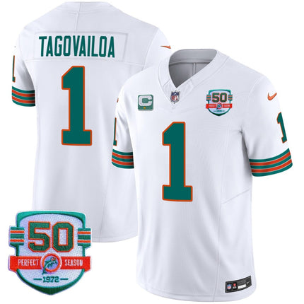 Men's Dolphins Throwback Vapor Jersey - All Stitched MIA_KDZ - KINDOZY