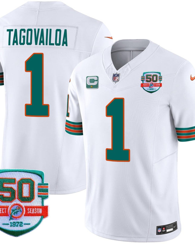 Men's Dolphins Throwback Vapor Jersey - All Stitched MIA_KDZ - KINDOZY