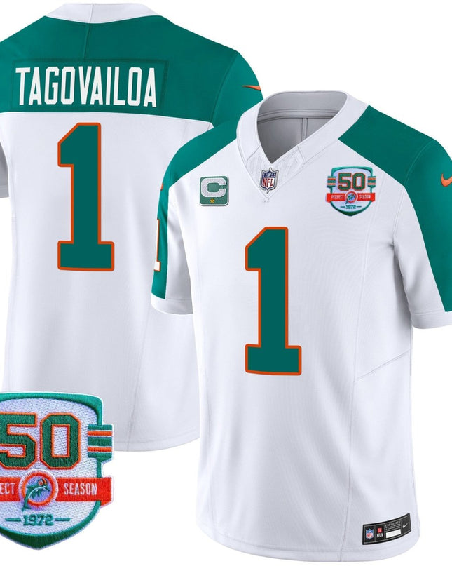 Men's Dolphins Throwback Vapor Jersey - All Stitched MIA_KDZ - KINDOZY