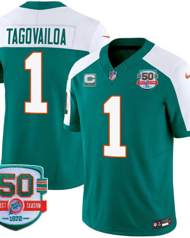 Men's Dolphins Throwback Vapor Jersey - All Stitched MIA_KDZ - KINDOZY