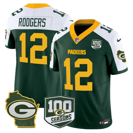 Men's Green Bay Packers 100th Season & Home Patch Vapor Limited Jersey - All Stitched GBP_KDZ - KINDOZY
