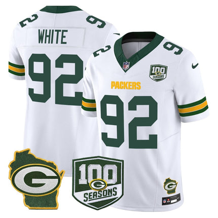 Men's Green Bay Packers 100th Season & Home Patch Vapor Limited Jersey - All Stitched GBP_KDZ - KINDOZY