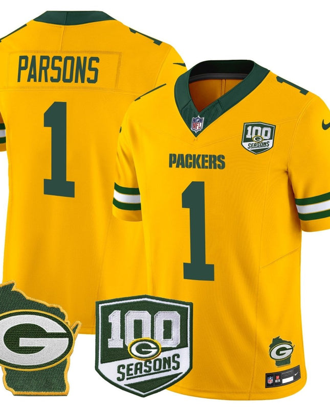 Men's Green Bay Packers 100th Season & Home Patch Vapor Limited Jersey - All Stitched GBP_KDZ - KINDOZY