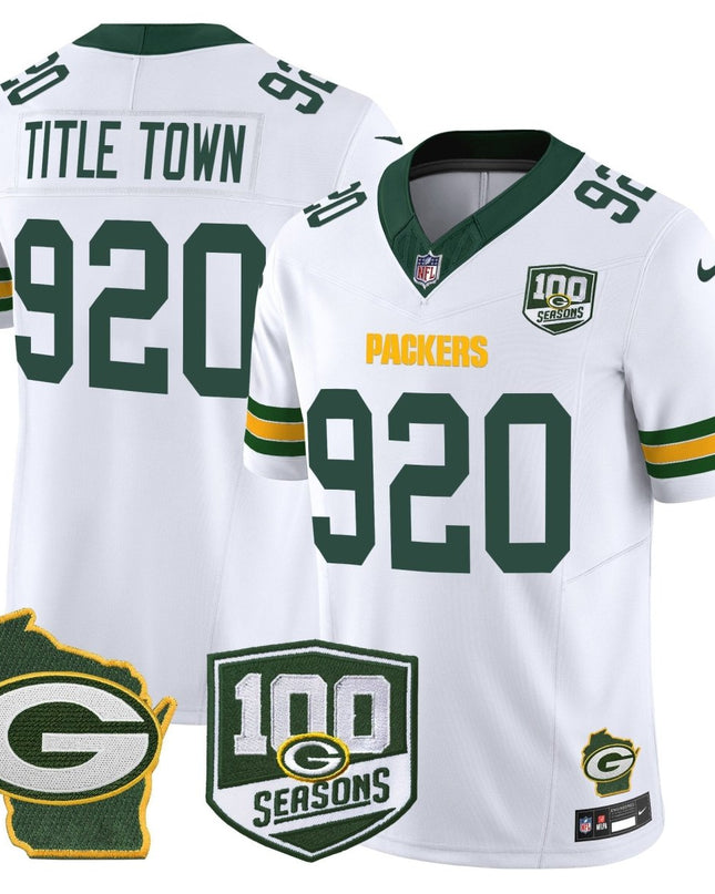 Men's Green Bay Packers 100th Season & Home Patch Vapor Limited Jersey - All Stitched GBP_KDZ - KINDOZY