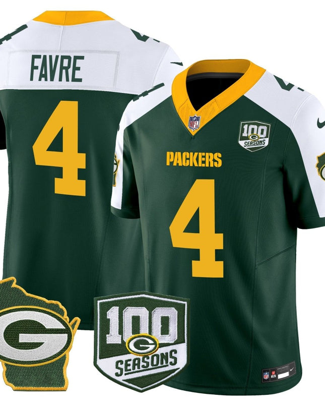 Men's Green Bay Packers 100th Season & Home Patch Vapor Limited Jersey - All Stitched GBP_KDZ - KINDOZY