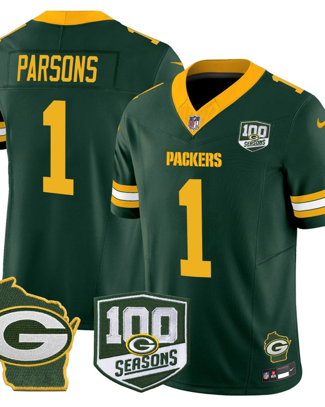 Men's Green Bay Packers 100th Season & Home Patch Vapor Limited Jersey - All Stitched GBP_KDZ - KINDOZY