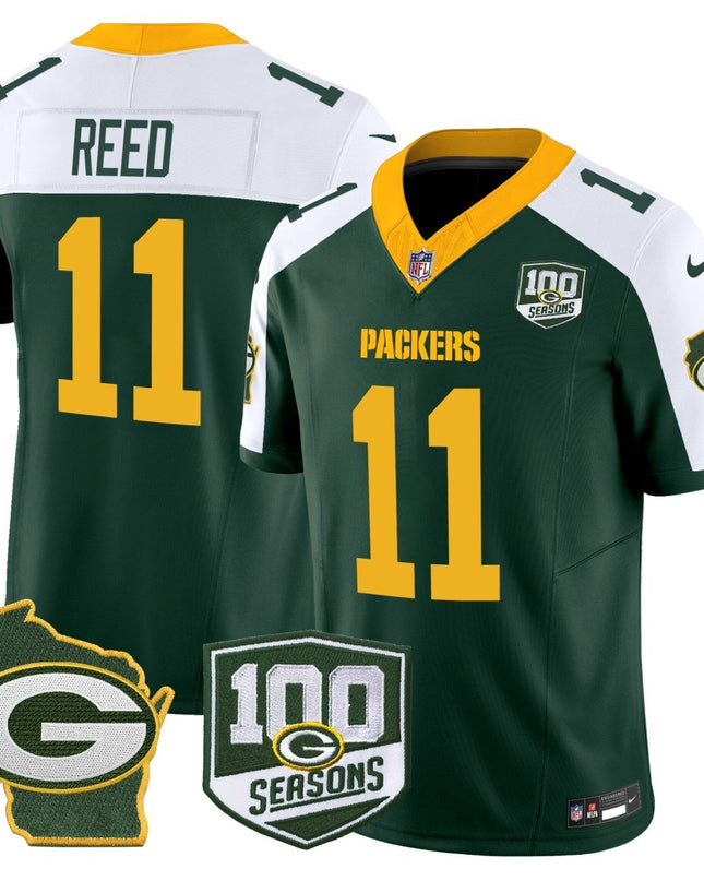 Men's Green Bay Packers 100th Season & Home Patch Vapor Limited Jersey - All Stitched GBP_KDZ - KINDOZY