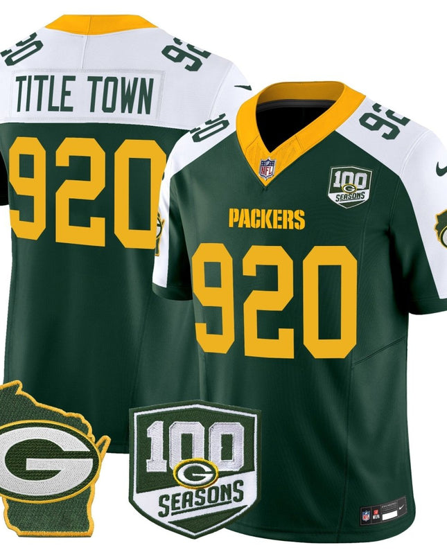Men's Green Bay Packers 100th Season & Home Patch Vapor Limited Jersey - All Stitched GBP_KDZ - KINDOZY