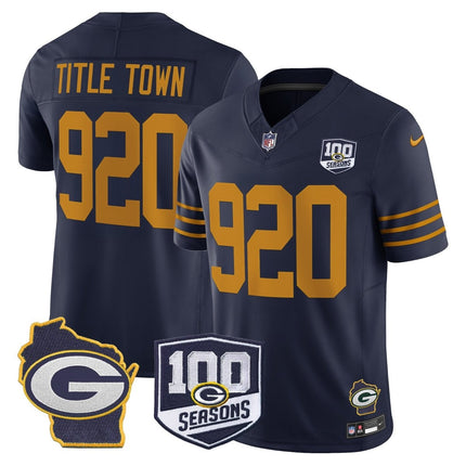 Men's Green Bay Packers 100th Season & Home Patch Vapor Limited Jersey - All Stitched GBP_KDZ - KINDOZY