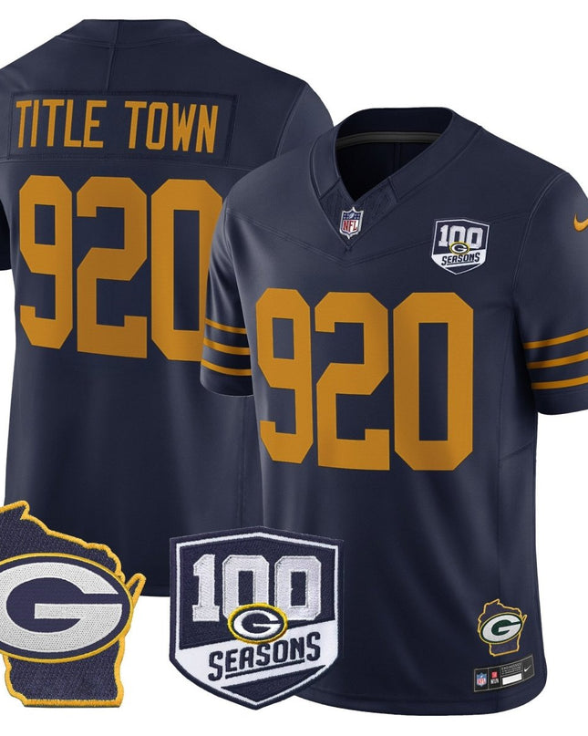 Men's Green Bay Packers 100th Season & Home Patch Vapor Limited Jersey - All Stitched GBP_KDZ - KINDOZY